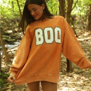 NWT Boo Halloween Corded Crewneck Cotton Sweatshirt Charlie Southern Sz XL